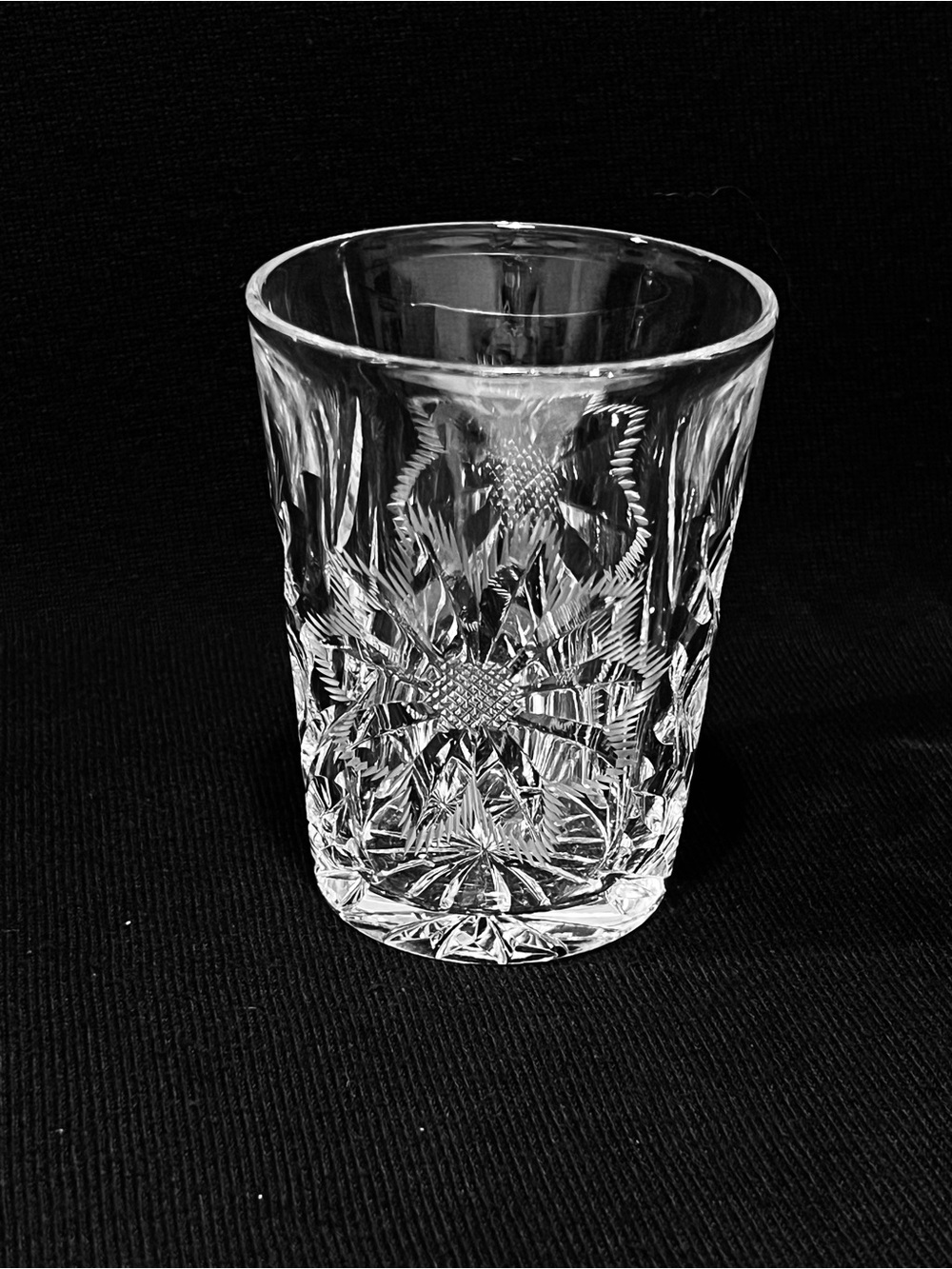 Antique 1900’s Czech Hand Cut Crystal Heavy Tumbler Very Rare 4” Tall
